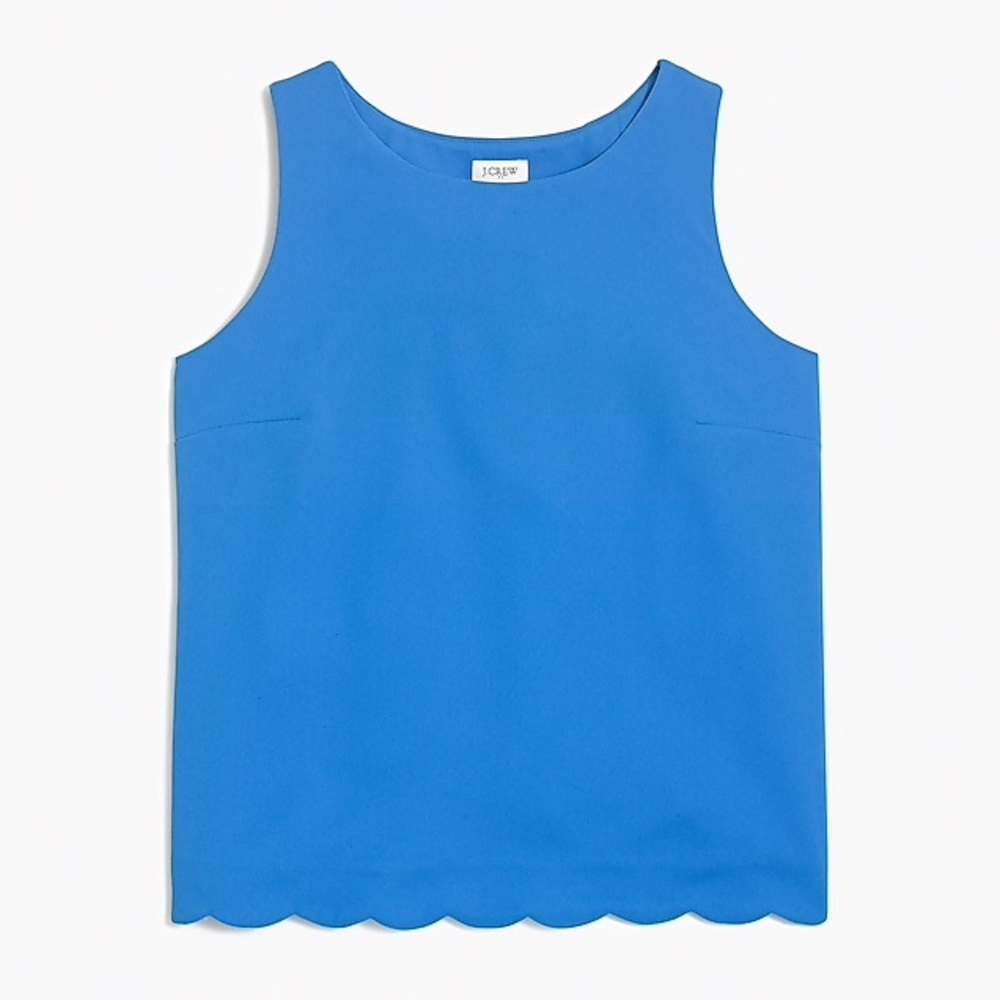 J. Crew Blue Scalloped Hem Tank Top w/ Open Back